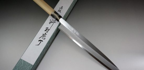 Tojiro Japanese-Style Shirogami White Steel Chef's Yanagiba (Sashimi) and Masahiro Stainless Japanese-style Chef's Yanagiba (Sashimi) Knives