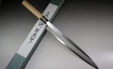 Tojiro Japanese-Style Shirogami White Steel Chef's Yanagiba (Sashimi) and Masahiro Stainless Japanese-style Chef's Yanagiba (Sashimi) Knives